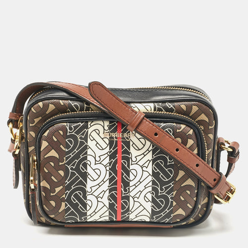 Multicolor TB-Print Coated Canvas and Leather Camera Crossbody Bag