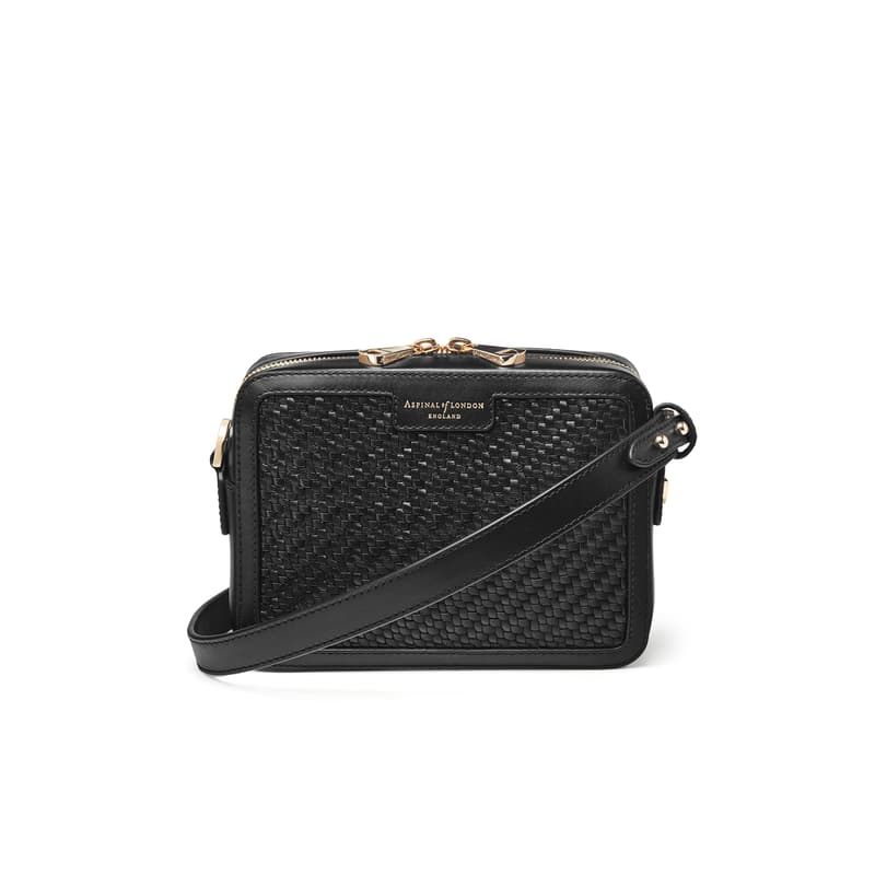 Etro Camera Woven Leather Crossbody Bag in Black Woven Leather