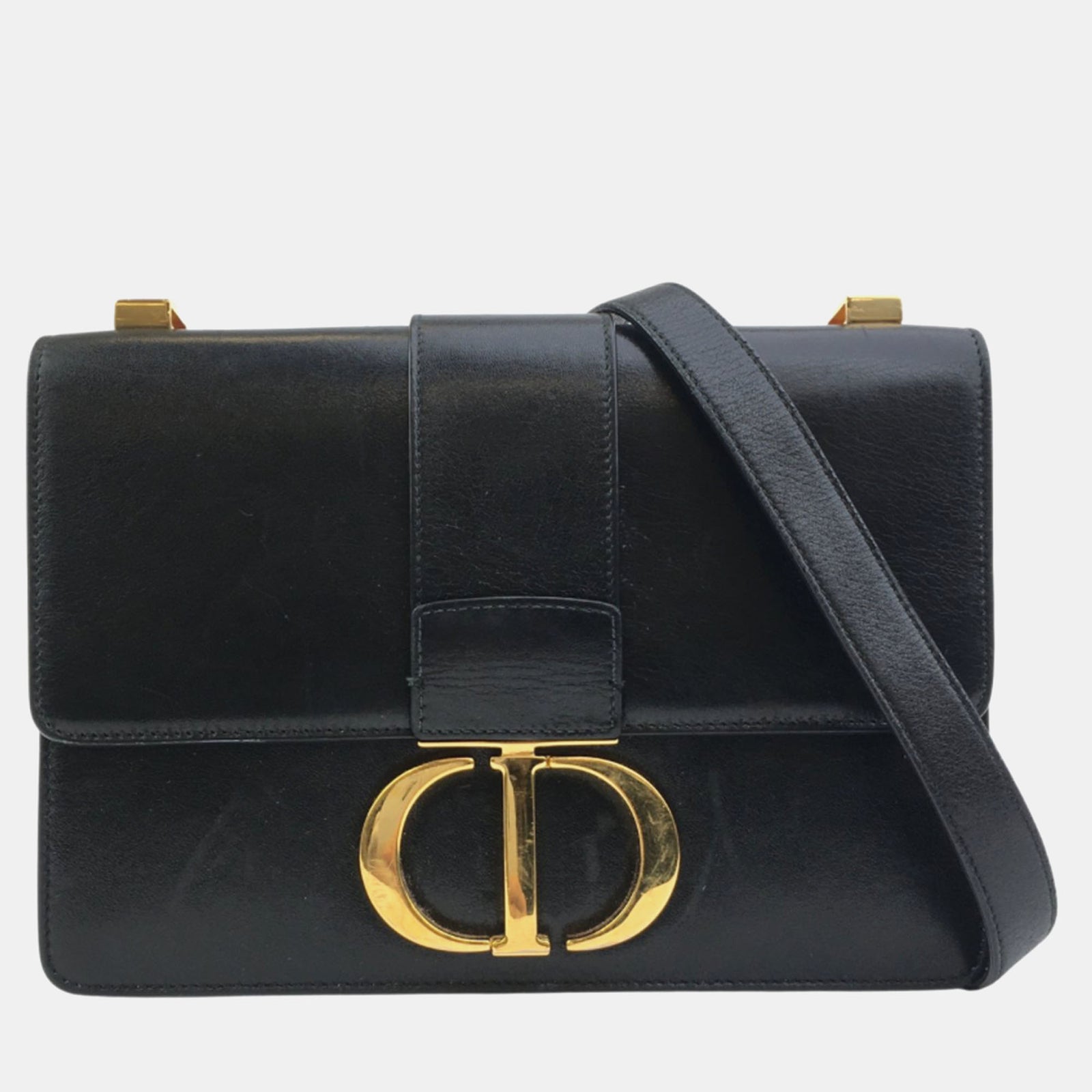 Dior Black Leather 30 Montaigne Shoulder Bag