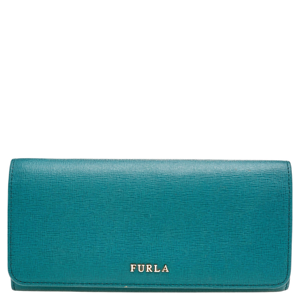 Furla Teal Green Saffiano Leather Continental Wallet