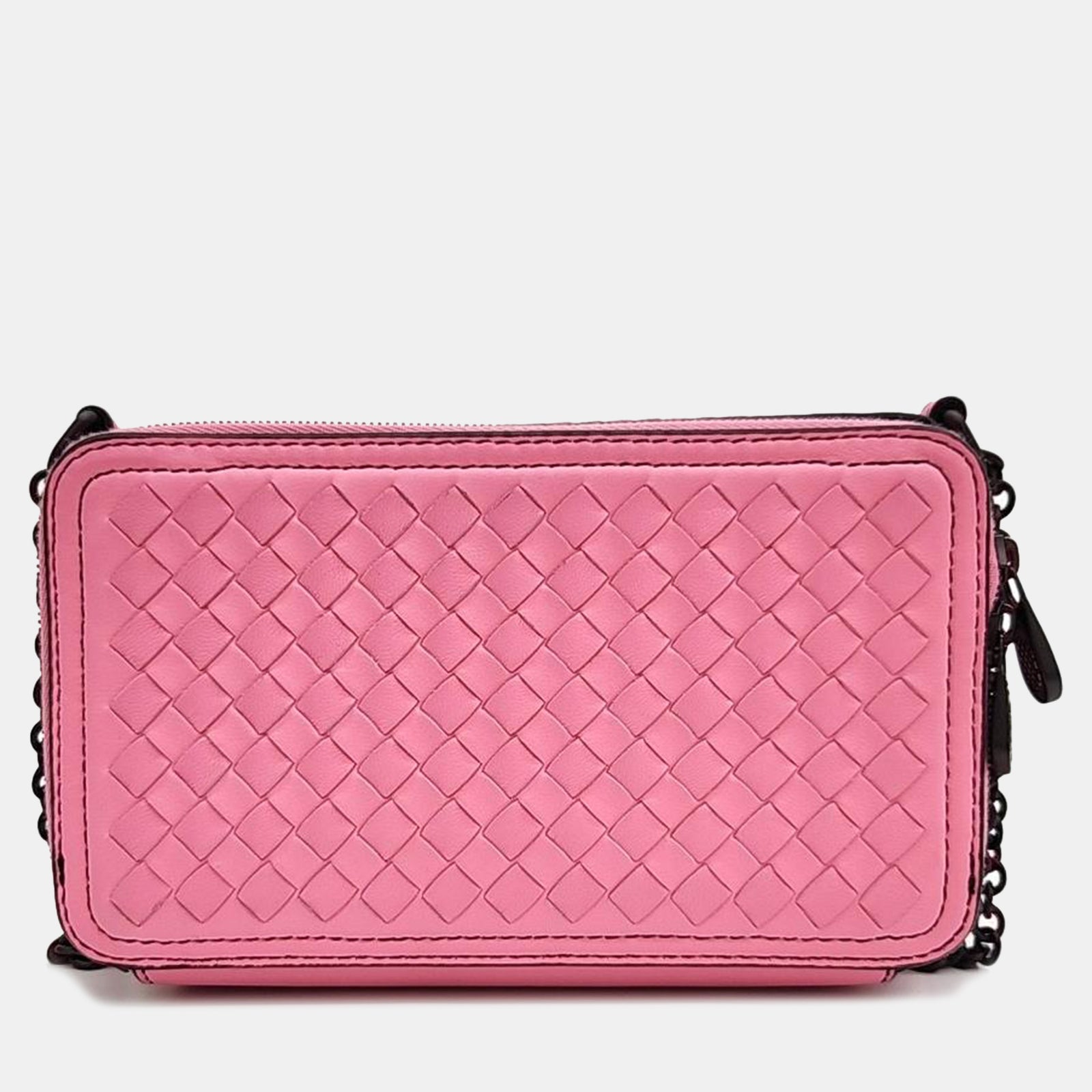 Bottega Veneta Sac appareil photo en cuir Intrecciato rose