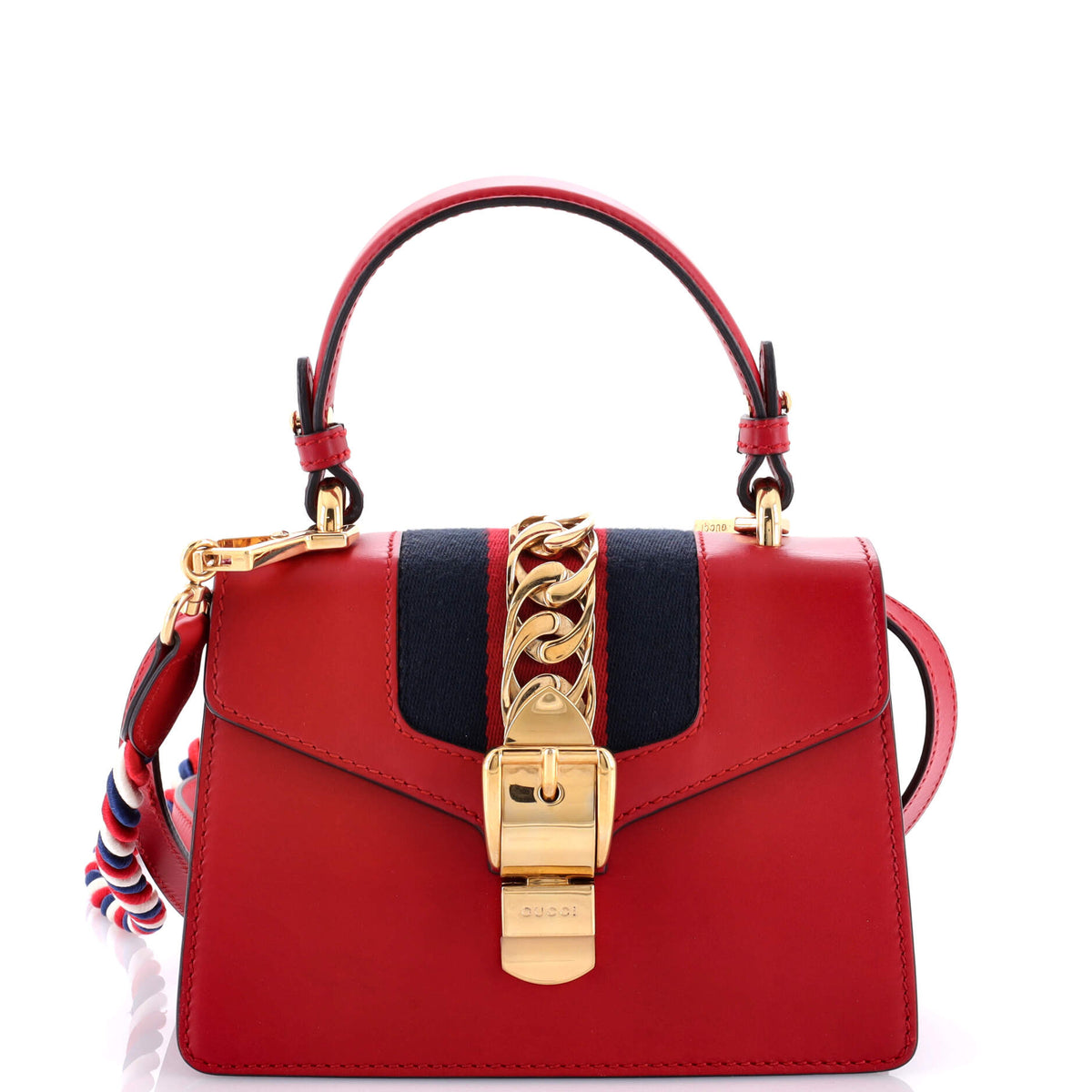Gucci GUCCI Sylvie Top Handle Bag Leather Mini