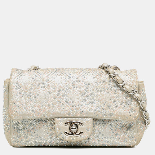 Mini Iridescent and Studded Calfskin Flap