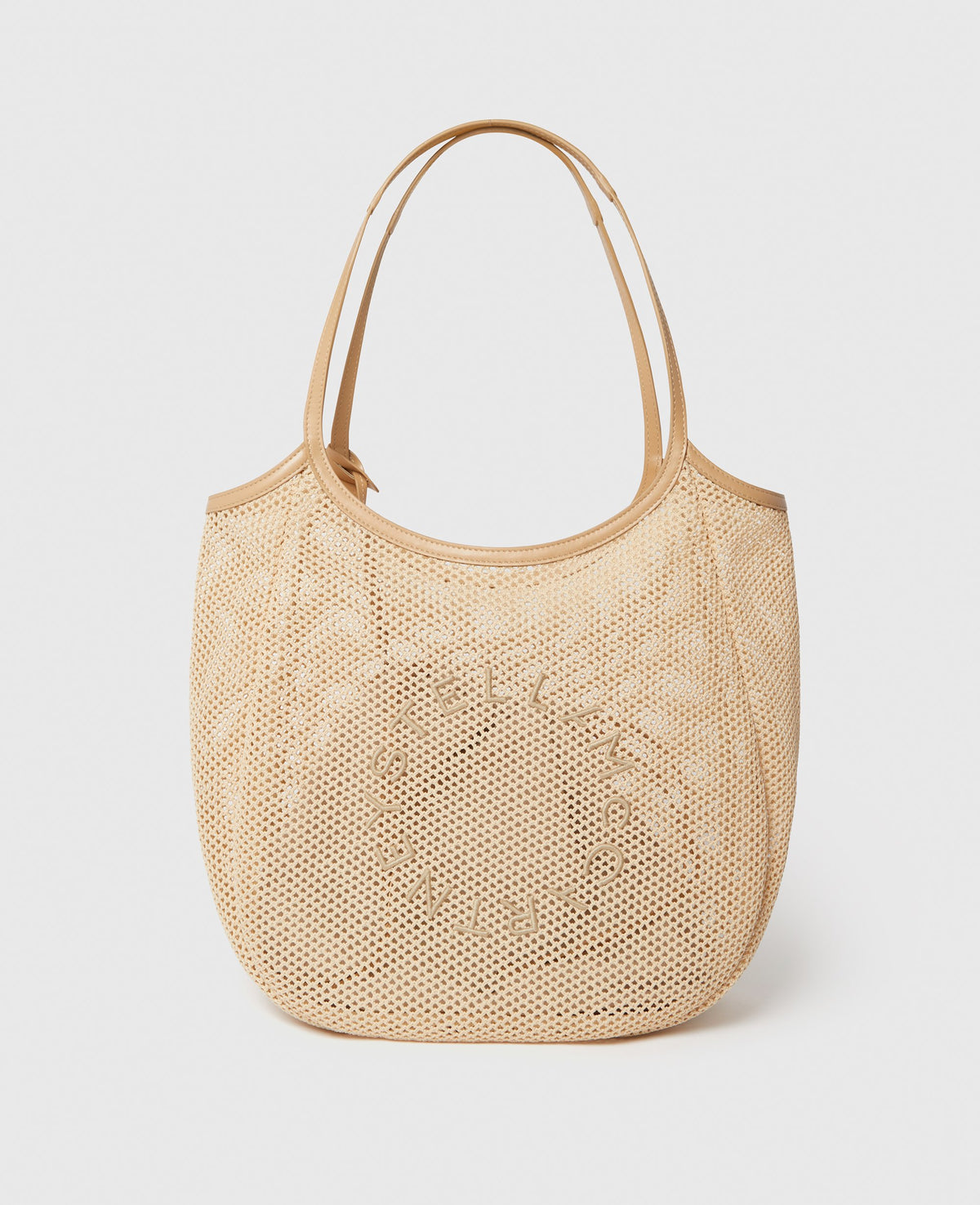 Stella McCartney Logo Mesh Hobo Bag, Woman, Beige