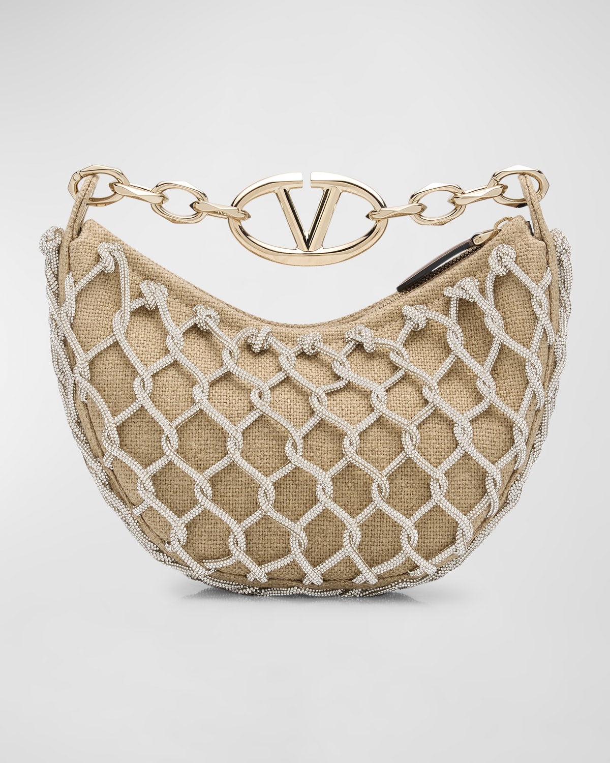 Valentino VLOGO Mini Netted Moon Hobo Bag