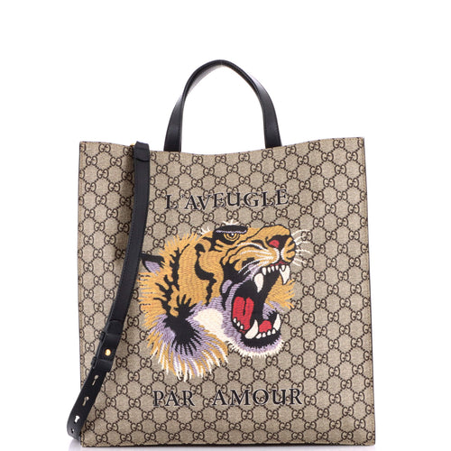 GUCCI Convertible Soft Open Tote Printed GG Coated Canvas Tall
