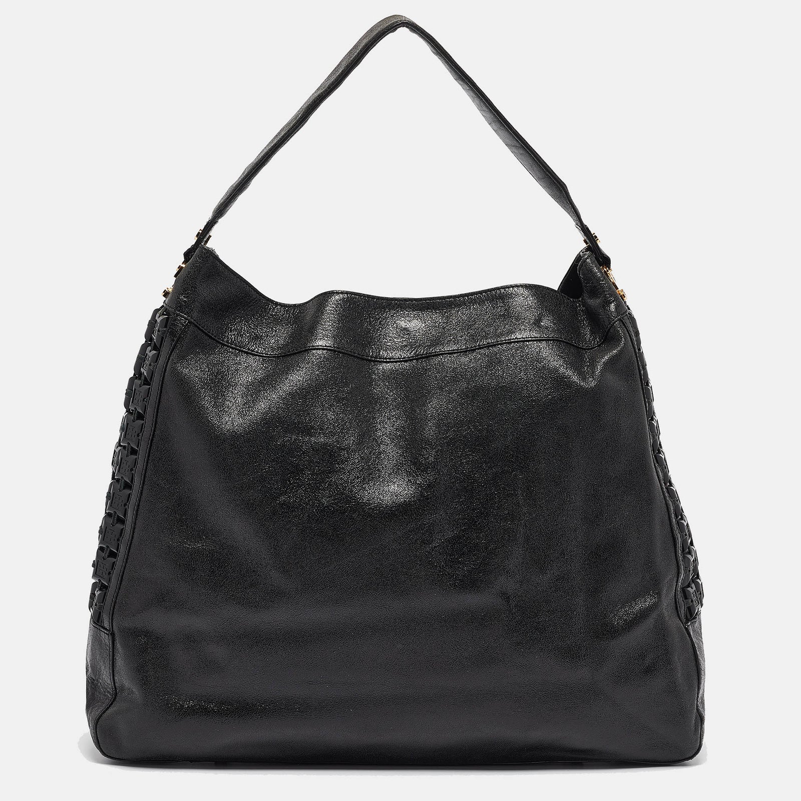 Tory Burch Hobo-Tasche aus schillerndem Leder mit Logodetail in Schwarz