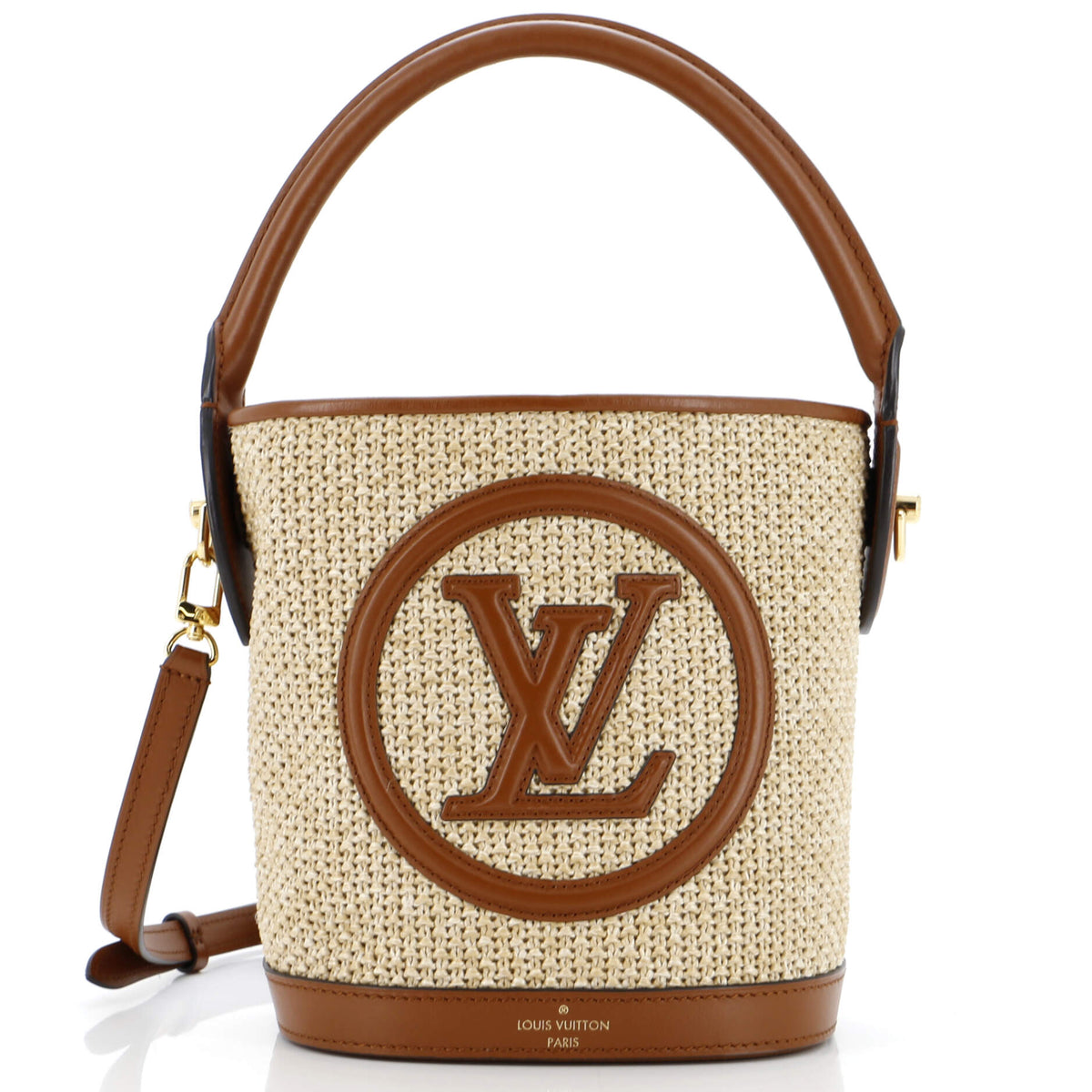 Louis Vuitton Petit Bucket NM Bag Raffia with Leather