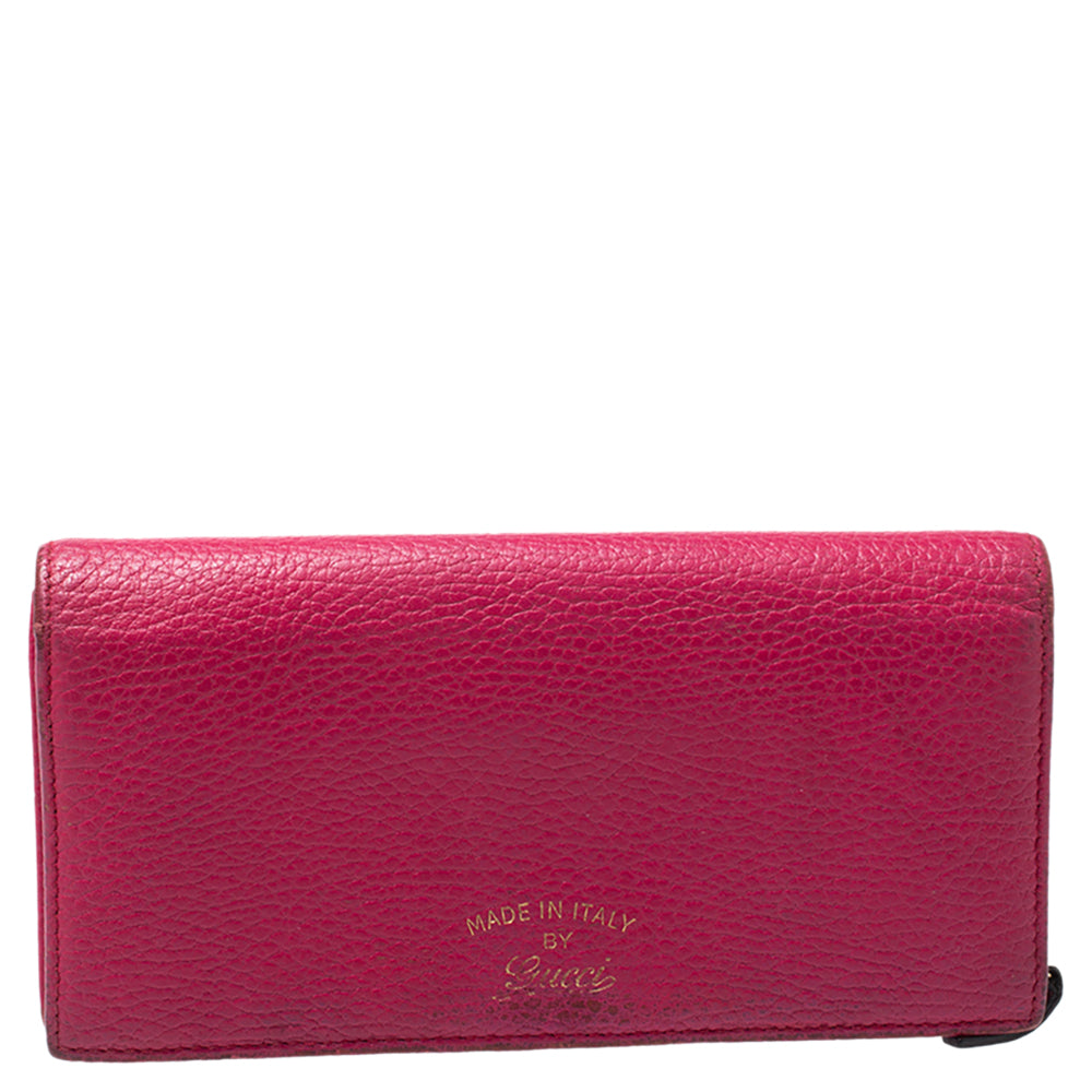 Gucci Magenta Leather Swing Continental Wallet