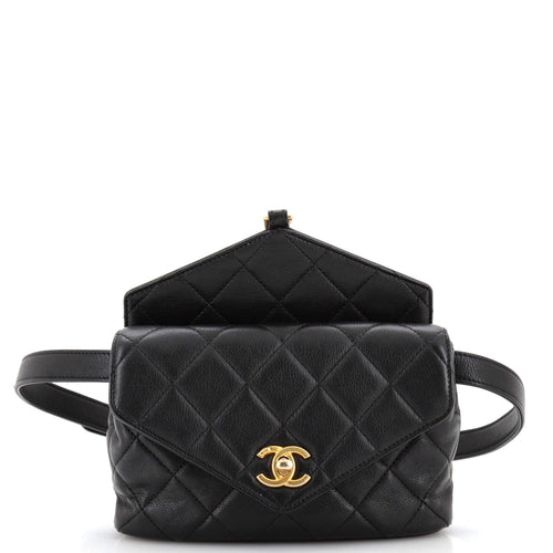 CHANEL Chain Envelope Belt Bag Quilted Calfskin