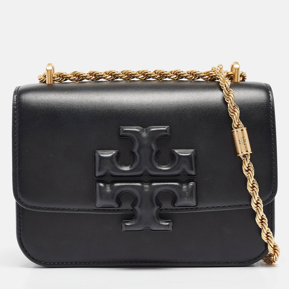 Black Leather Small Eleanor Shoulder Bag