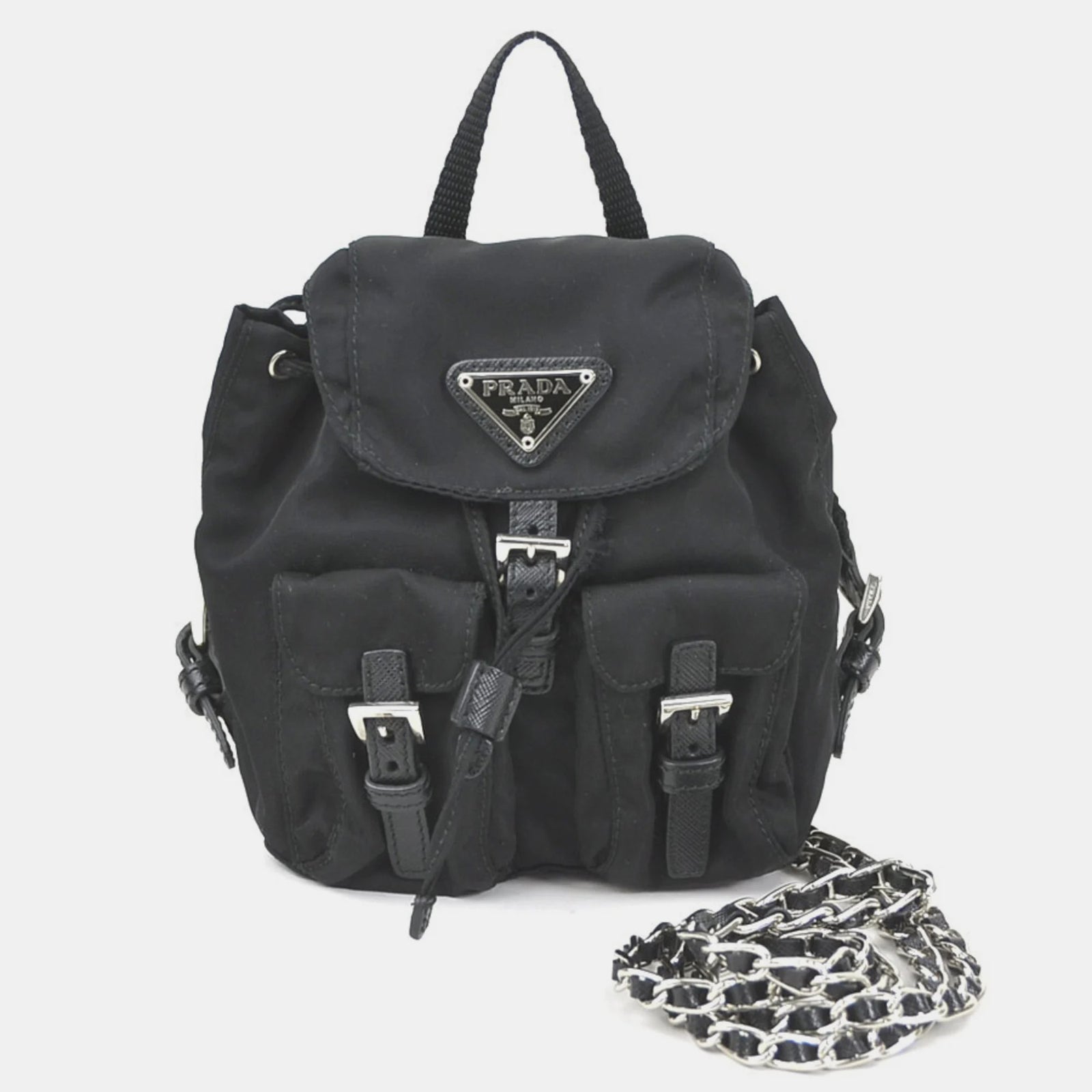 Prada PRADA Black Nylon Mini Tessuto Backpack