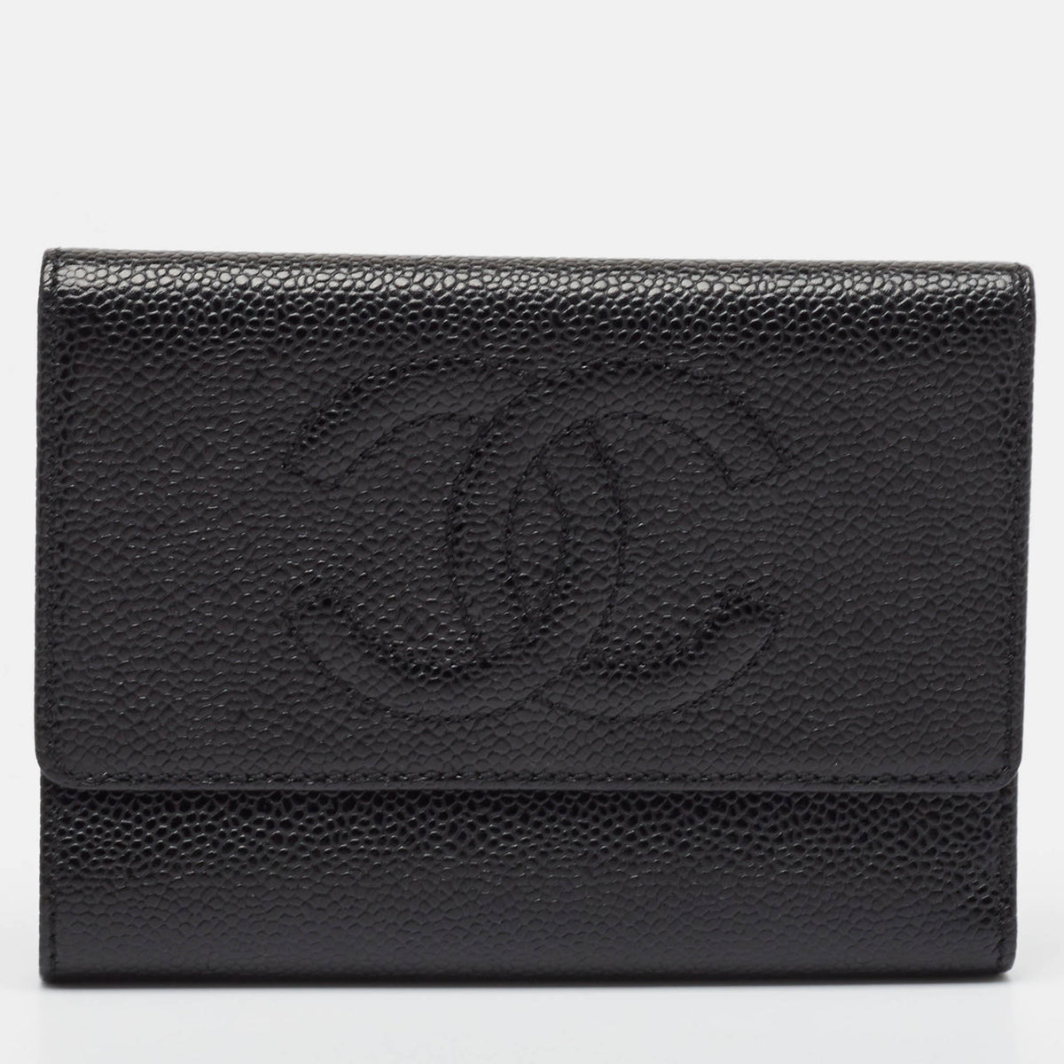 Chanel Black Caviar Leather CC Trifold Wallet