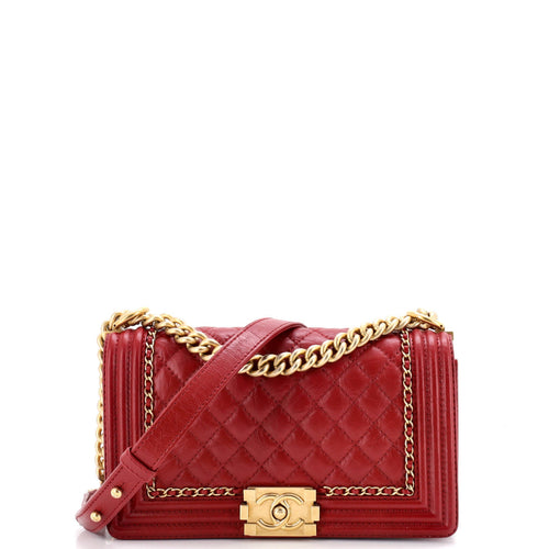 CHANEL Jacket Boy Flap Bag Quilted Aged Calfskin Old Medium