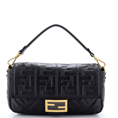FENDI Baguette NM Bag Zucca Embossed Leather Medium