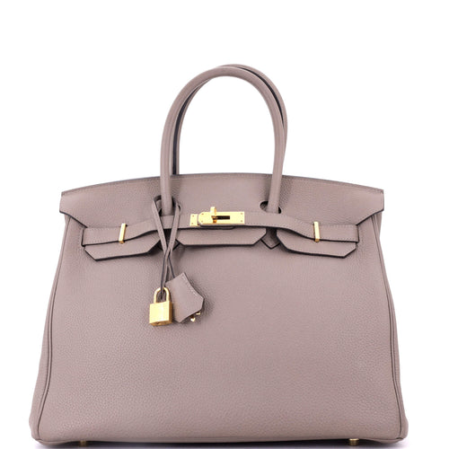 Birkin Handbag Grey Togo with Gold Hardware 35