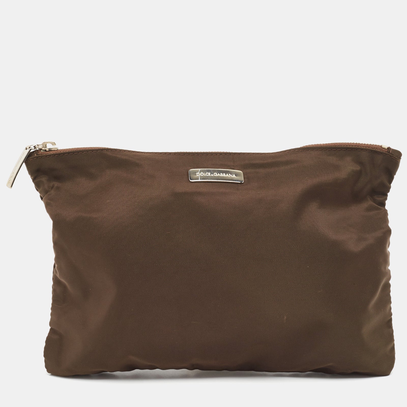 Dolce & Gabbana Brown Nylon Zip Slim Pouch