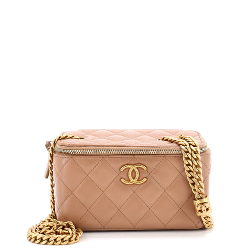 CHANEL All Slide Long Vanity Case with Chain Quilted Lambskin Small