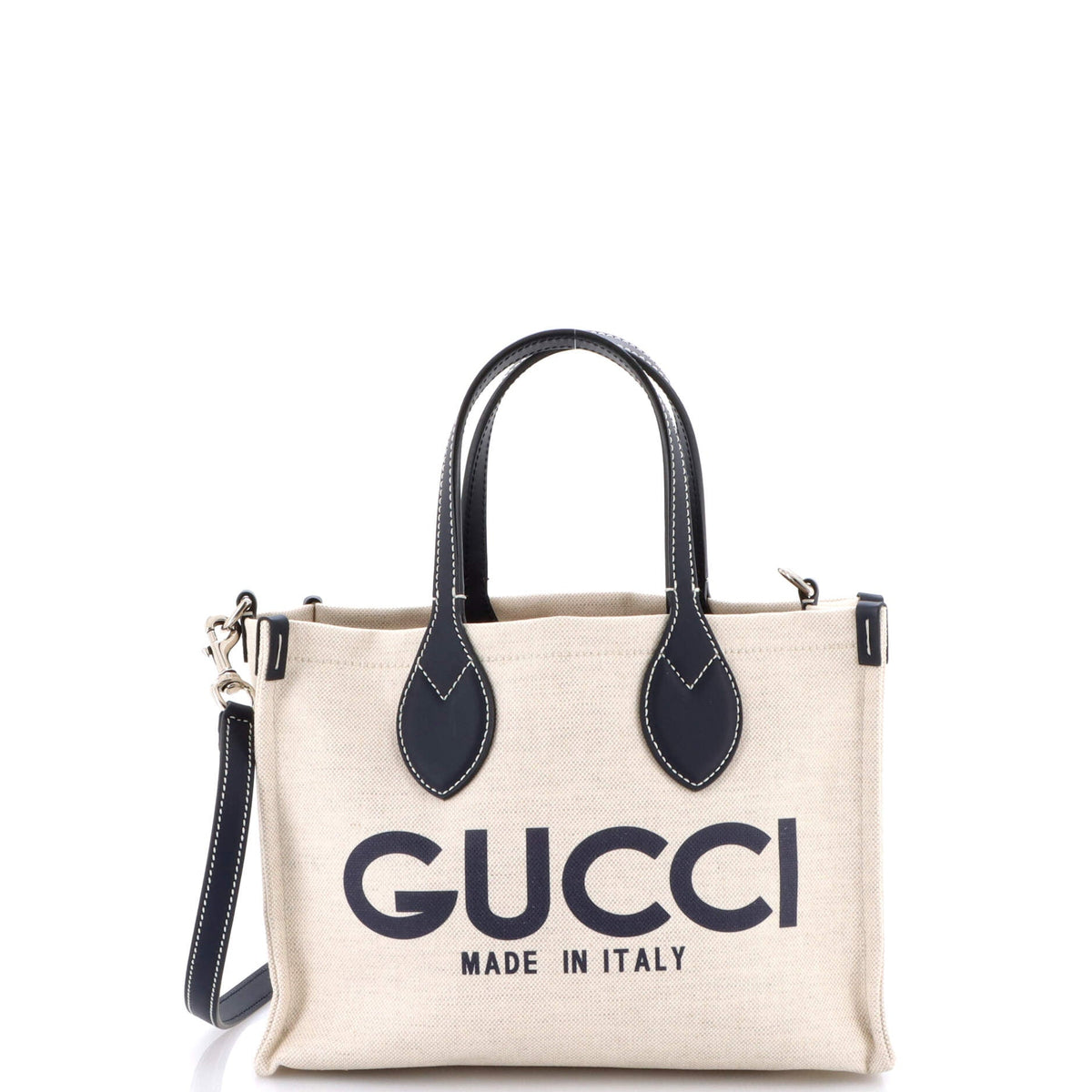 Gucci GUCCI Logo Shopper Tote Printed Canvas Small