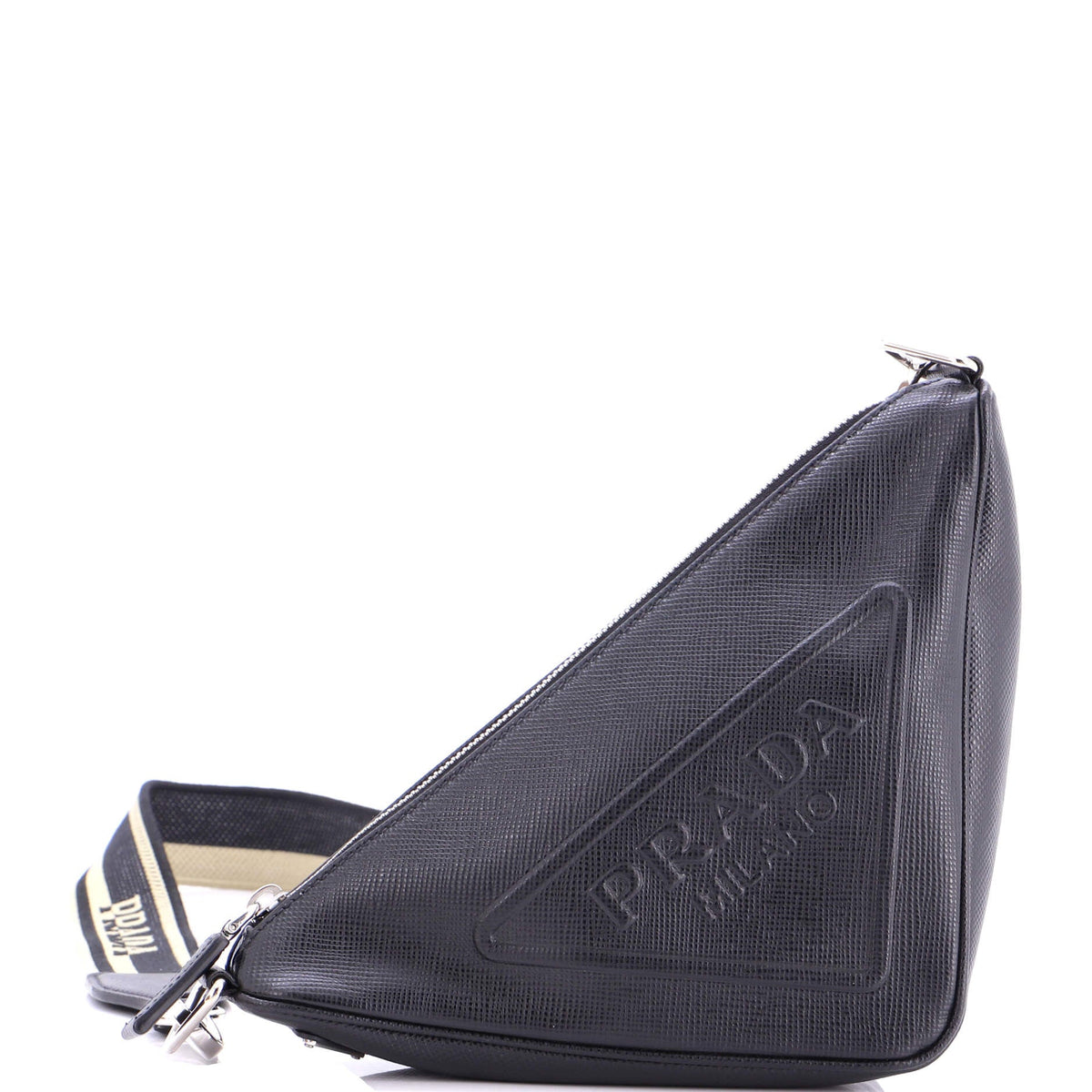 Prada PRADA Triangle Logo Zip Crossbody Bag Soft Leather Small