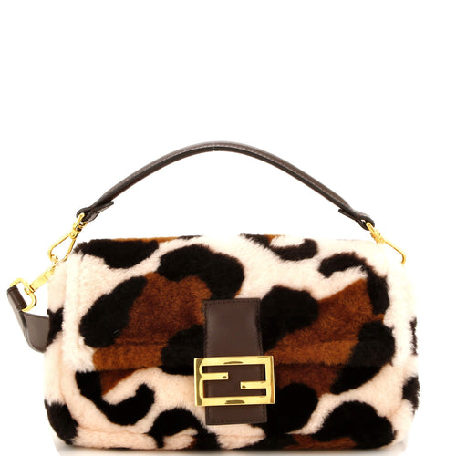 FENDI Baguette NM Bag Printed Shearling and Leather Medium