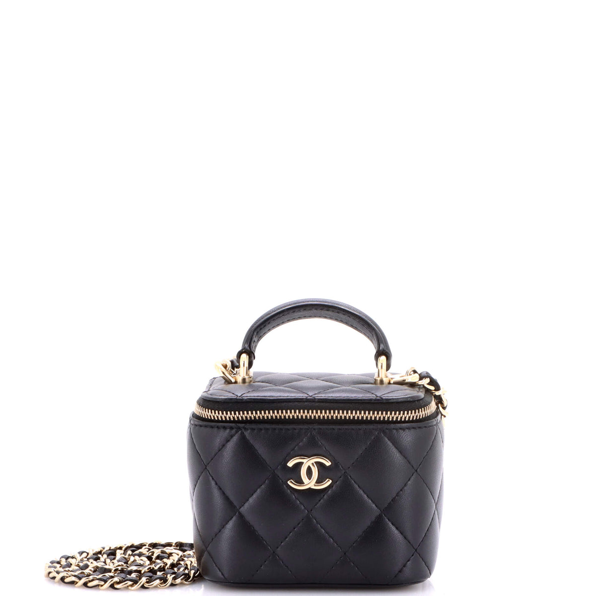Chanel CHANEL Classic Top Handle Vanity Case with Chain Quilted Lambskin Mini