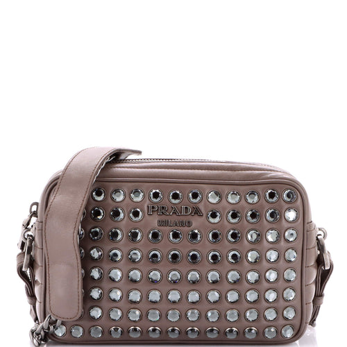 PRADA Camera Bag Embellished Diagramme Quilted Leather Small
