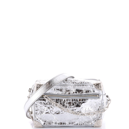 Soft Trunk Bag Crushed Metallic Calfskin Leather Mini