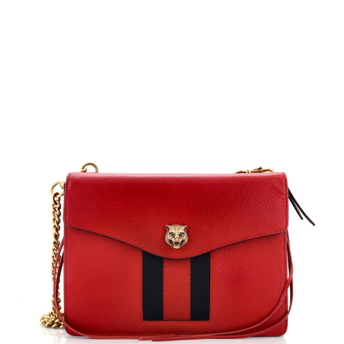 GUCCI Animalier Web Chain Shoulder Bag Leather Small