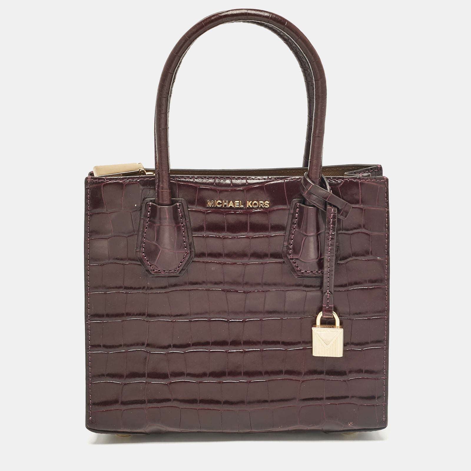 Michael Kors Purple Croc Embossed Leather Mini Mercer Tote