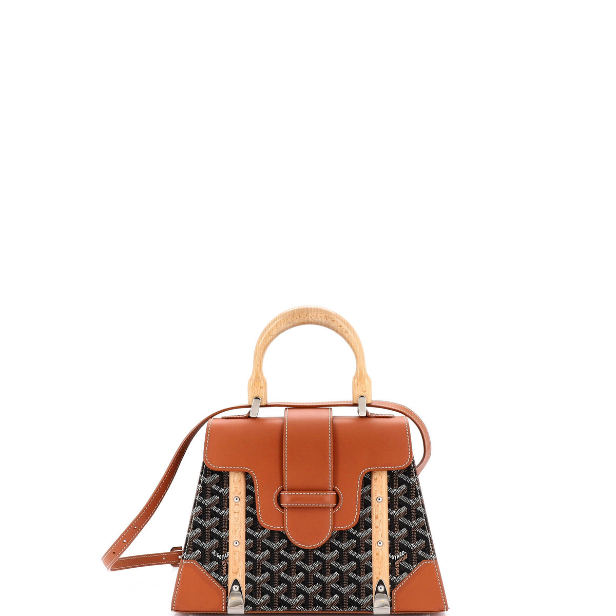 Goyard GOYARD Saigon Top Handle Bag Coated Canvas with Leather PM