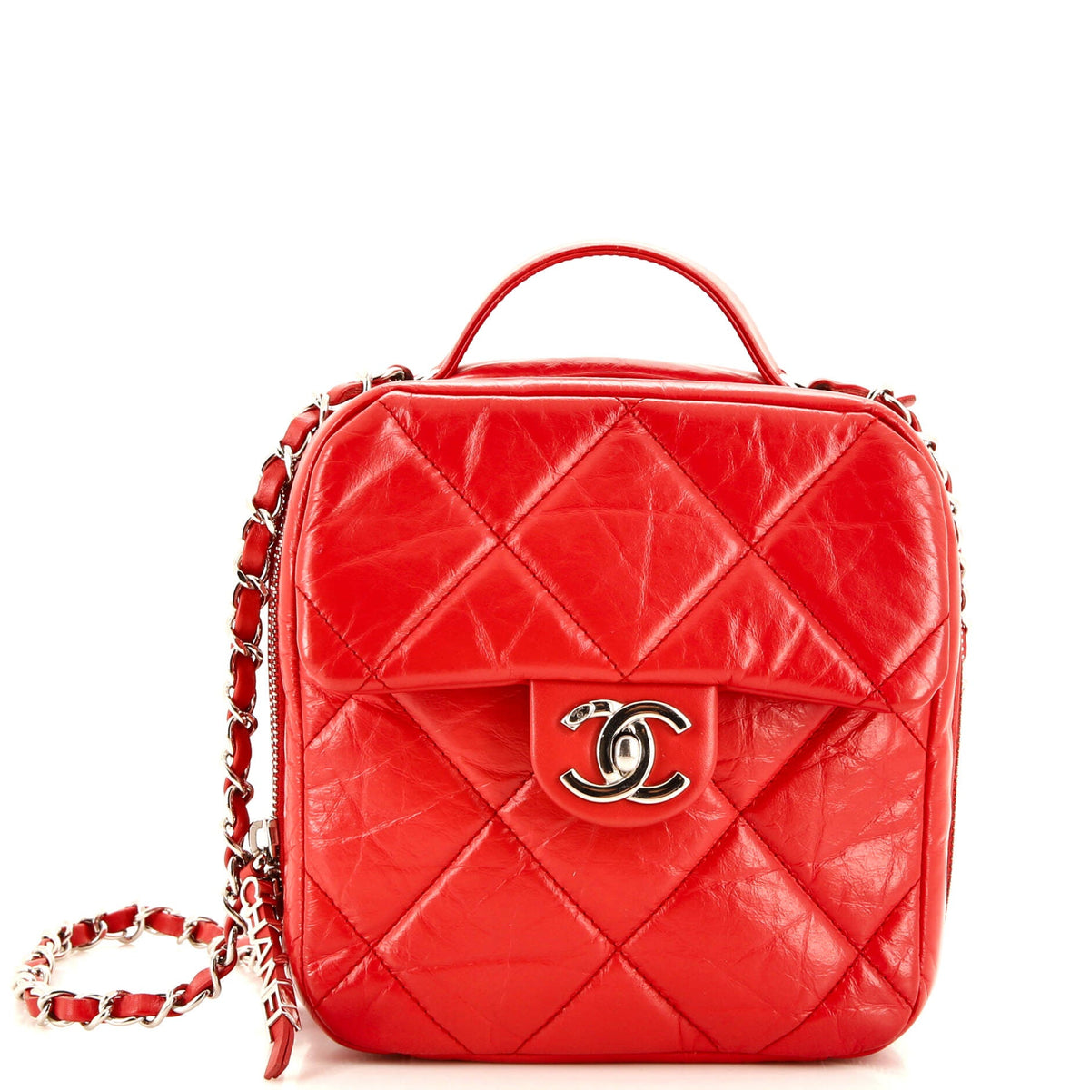 Chanel CHANEL Top Handle Camera Case Bag Quilted Aged Calfskin