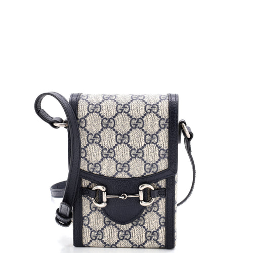 GUCCI Horsebit 1955 Crossbody Bag GG Coated Canvas with Leather Mini