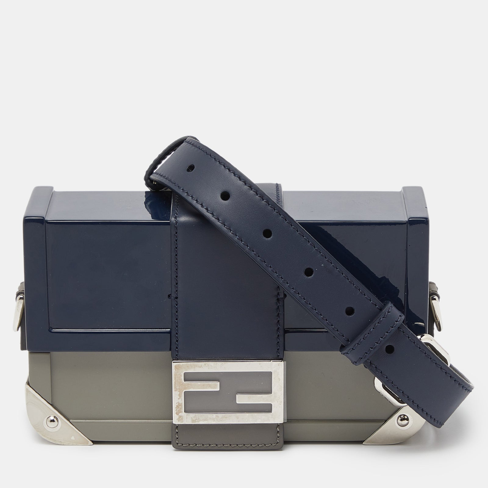 Fendi Tri Color Plexiglass and Leather Mini Trunk Bag