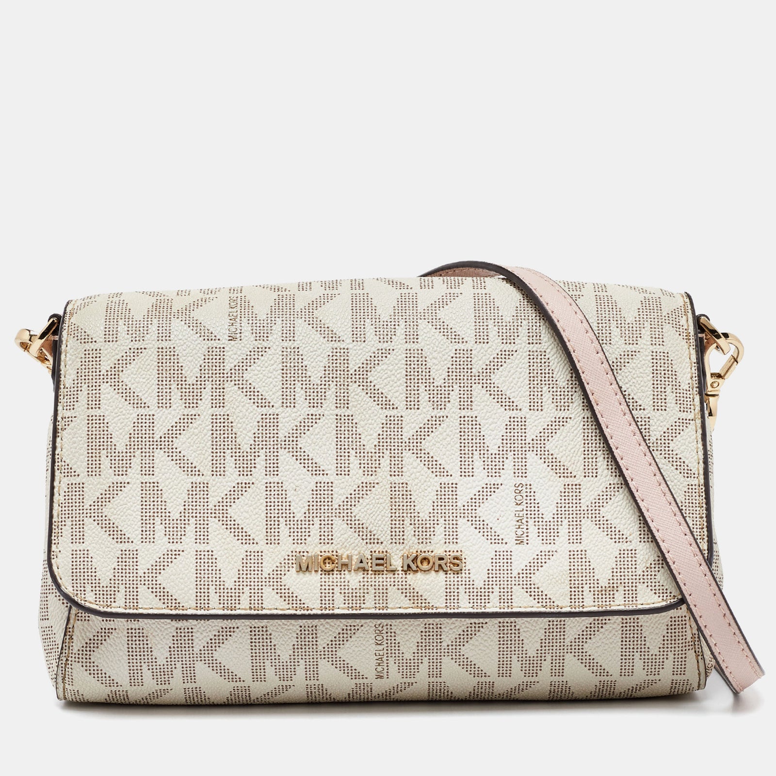 Michael Kors Ivory Signature Coated Canvas Crossbody Bag