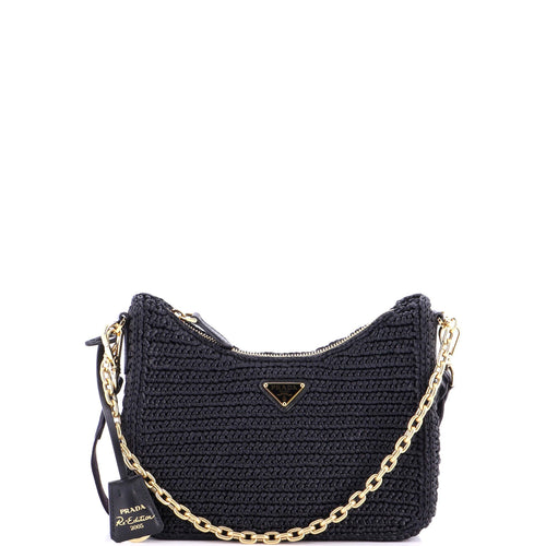 PRADA Re-Edition 2005 Shoulder Bag Raffia Small