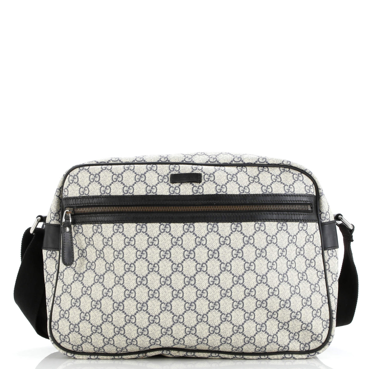Gucci GUCCI Front Zip Camera Bag GG Coated Canvas Large