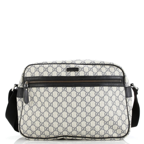 GUCCI Front Zip Camera Bag GG Coated Canvas Large