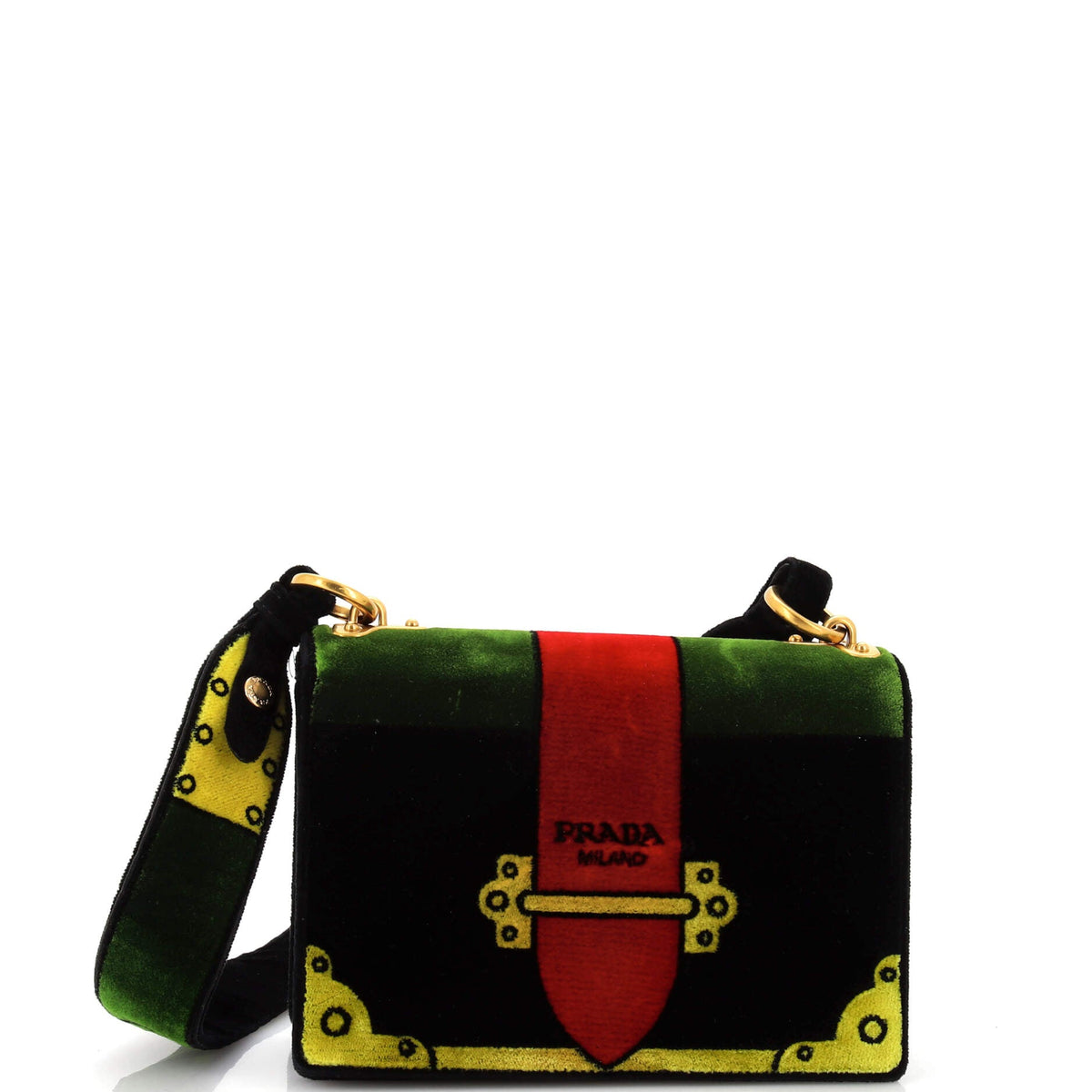 Prada PRADA Cahier Crossbody Bag Printed Velvet Small