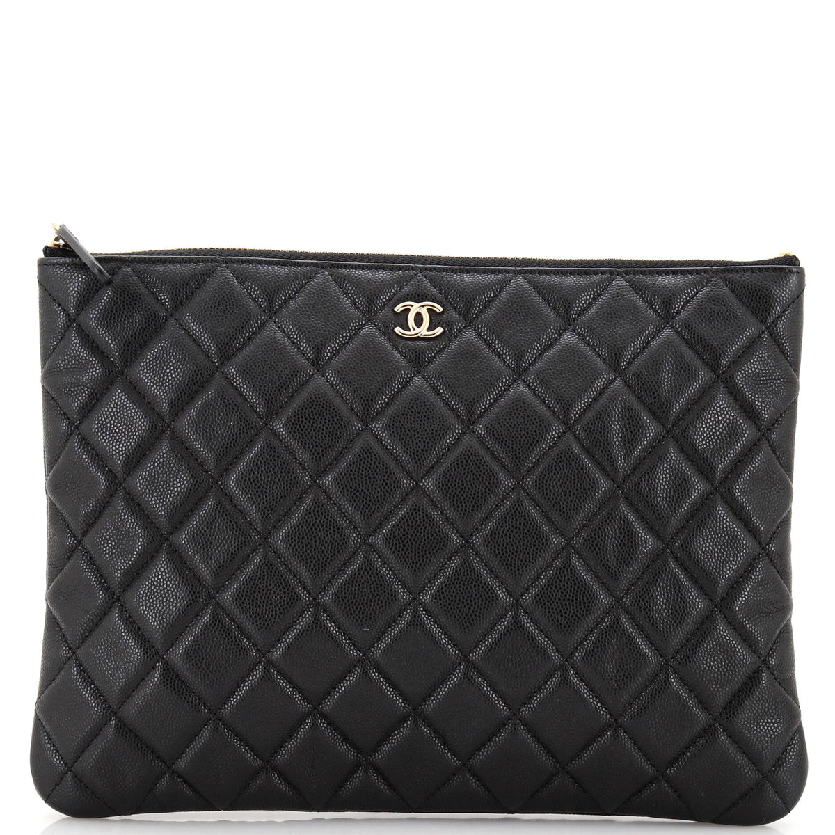Chanel CHANEL O Case Clutch Quilted Caviar Medium