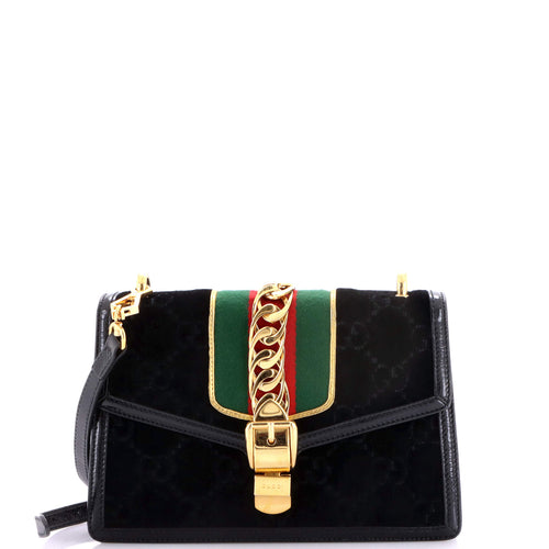 GUCCI Sylvie Shoulder Bag GG Velvet Small