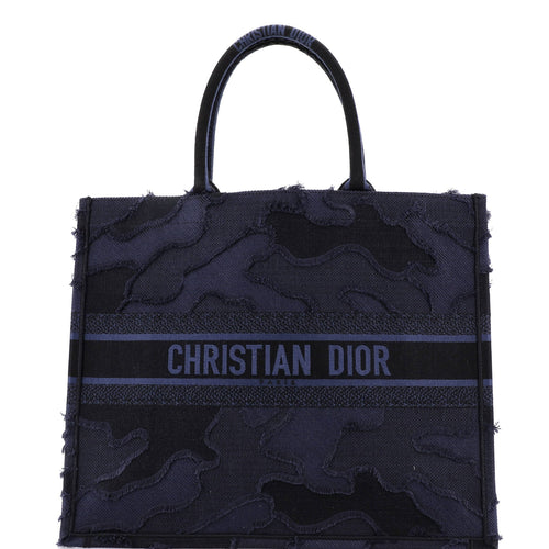 Book Tote Camouflage Embroidered Canvas Large