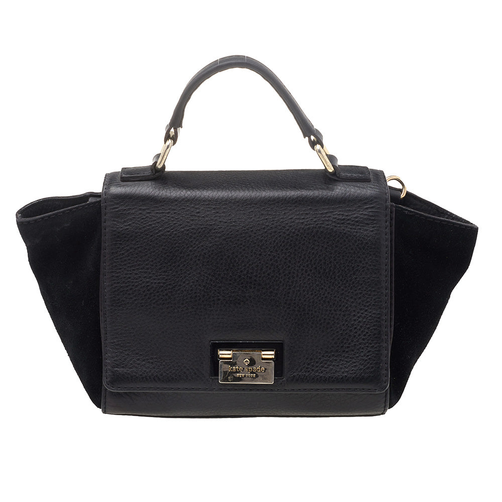 Kate Spade Schwarze Magnolia Park Tasche mit Henkel aus Leder und Wildleder