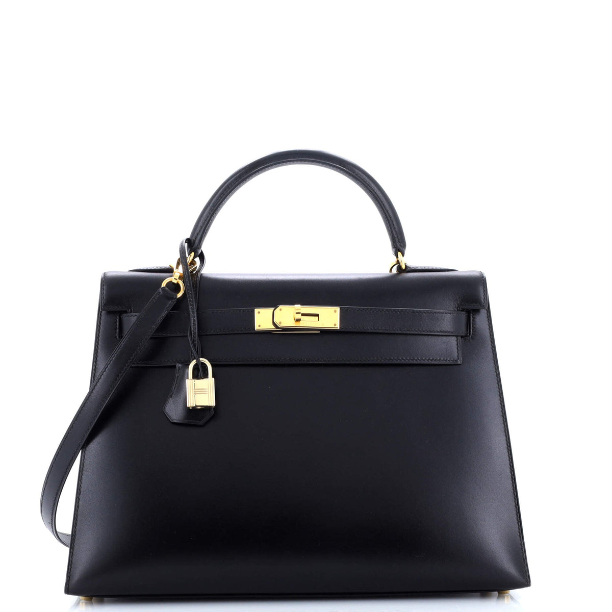 Hermès Kelly Handbag Noir Box Calf with Gold Hardware 32