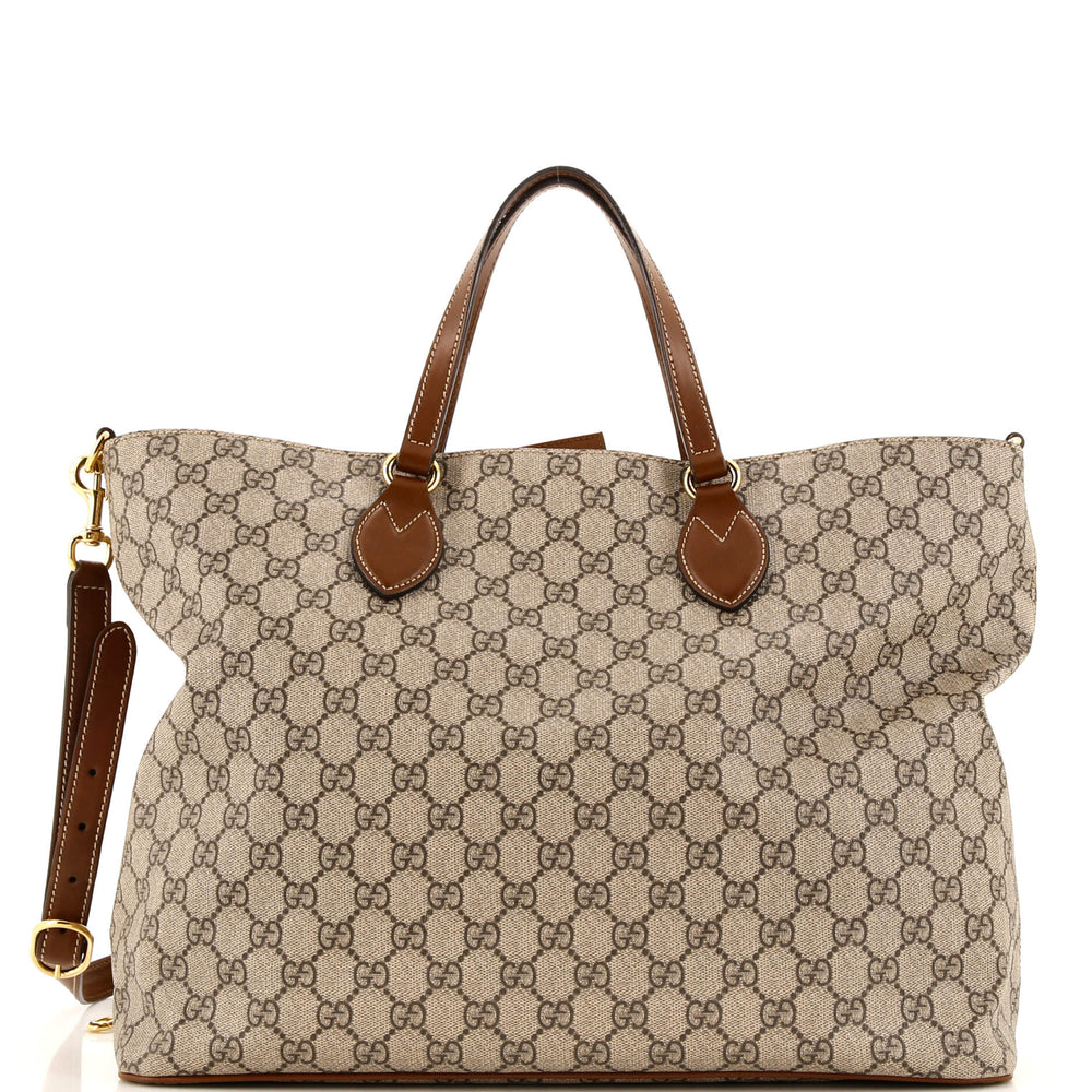 GUCCI Convertible Soft Tote GG Coated Canvas Medium