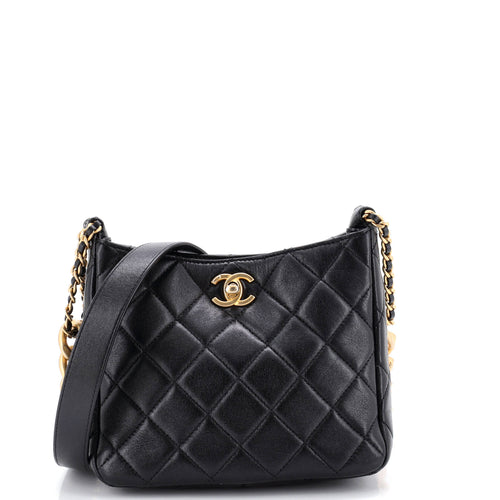 CHANEL Mixed Chain Link CC Hobo Quilted Lambskin Small