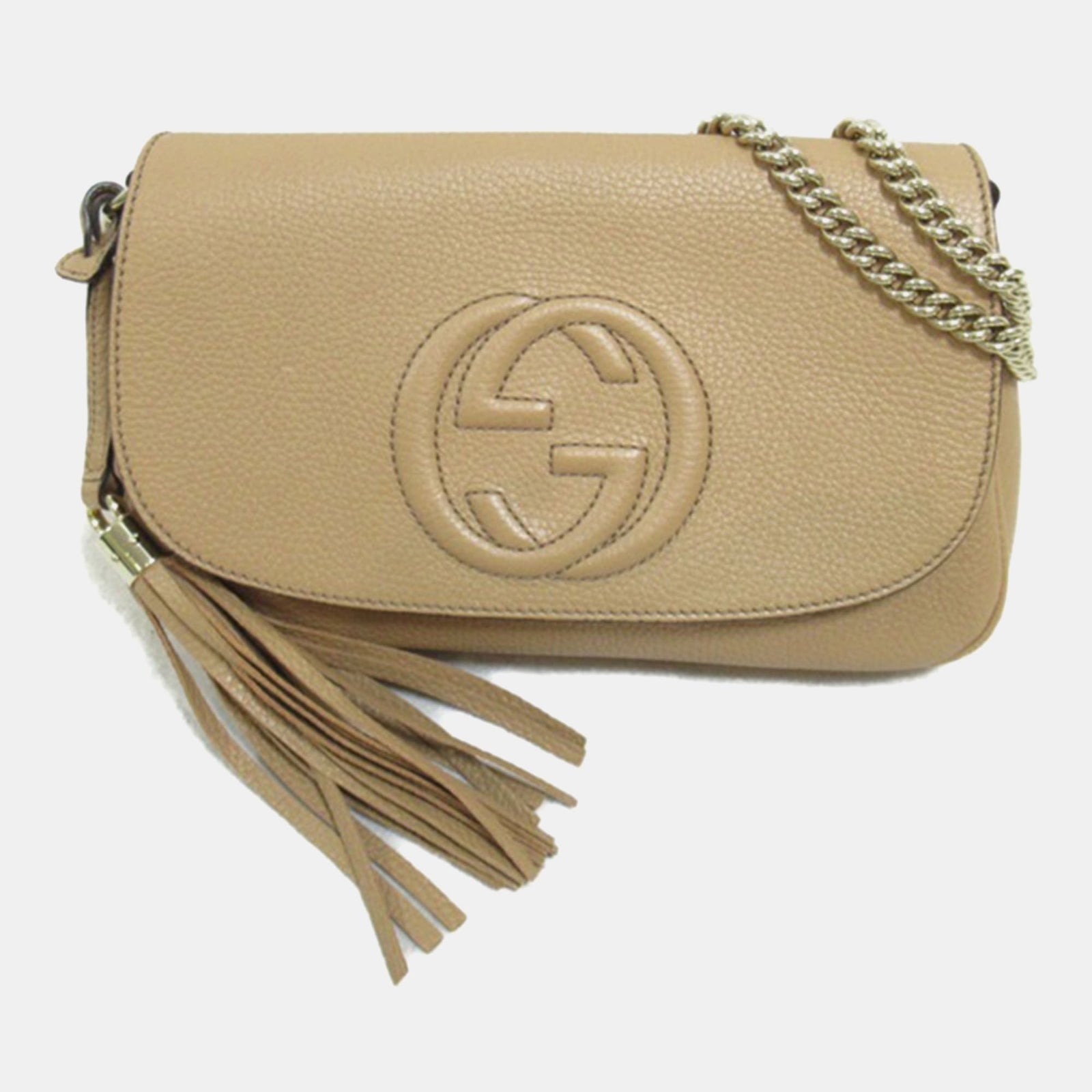 Gucci Sac à bandoulière Soho de taille moyenne en cuir beige