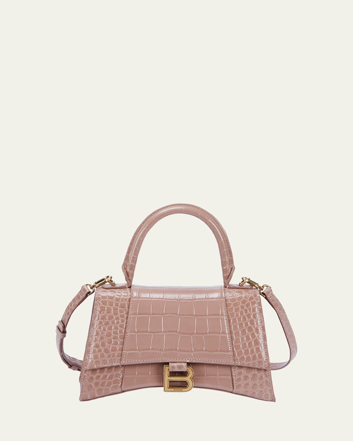 Boss Hourglass Small Croc-Embossed Top-Handle Bag