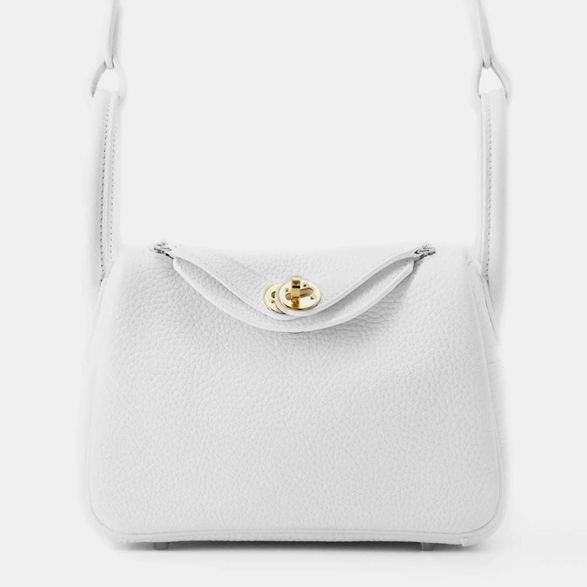 Hermès White Taurillon Clemence Lindy Mini Bag