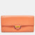 Orange Leather Pushlock Flap Continental Wallet